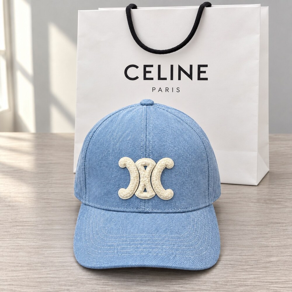 CELINE Light Wash Denim Baseball Cap - Picture 1 of 6